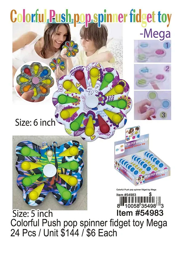 Colorful Push Pop Spinner Fidget Toy