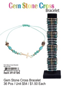 Gem Stone Cross Bracelet