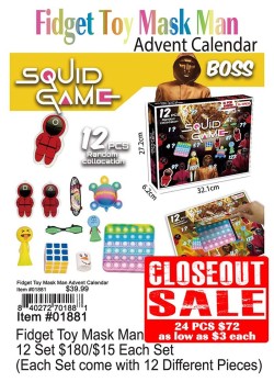 Fidget Toy Mask Man Advent Calendar - Closeout 24 Pcs.