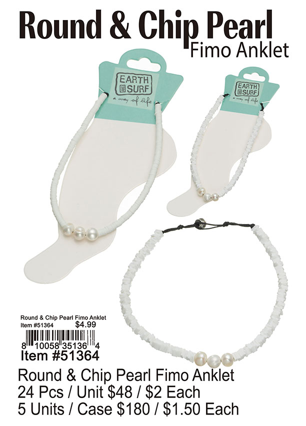 Round and Chip Pearl Fimo Anklets