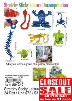 Stretchy Sticky Leisure Decompression 48 Pcs. - Closeout
