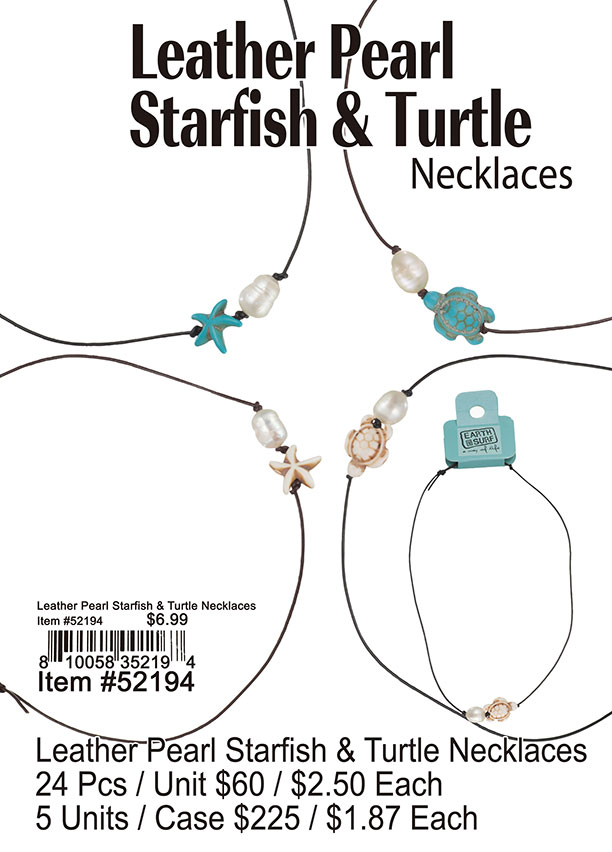Leather Pearl Starfish and Turtle Necklaces