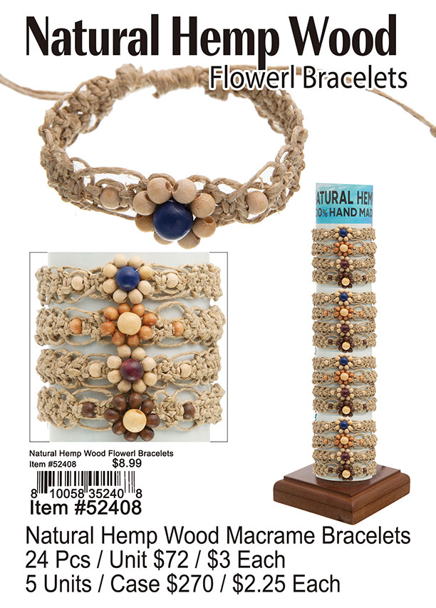 Natural Hemp Wood Macrame Bracelets