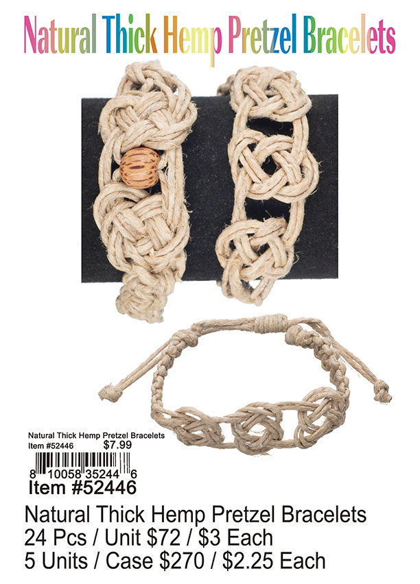 Natural Thick Hemp Pretzel Bracelets