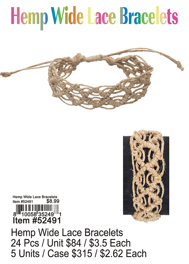 Hemp Wide Lace Bracelets