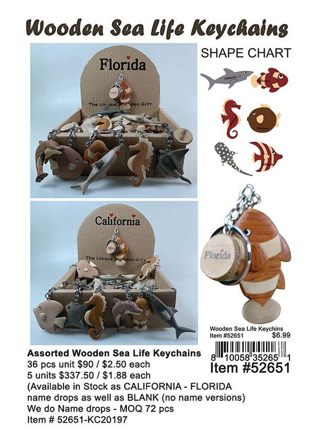 Wooden Sea Life Keychains
