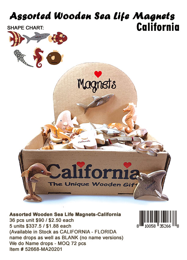 Wooden Sea Magnet-California