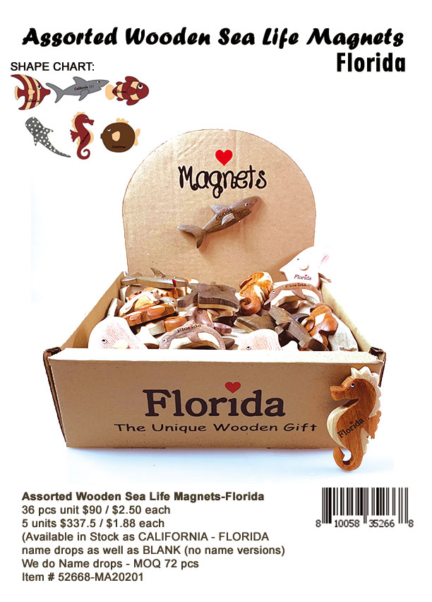 Wooden Sea Magnet-Florida