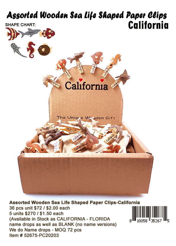 Wooden Turtle Paperclips-California