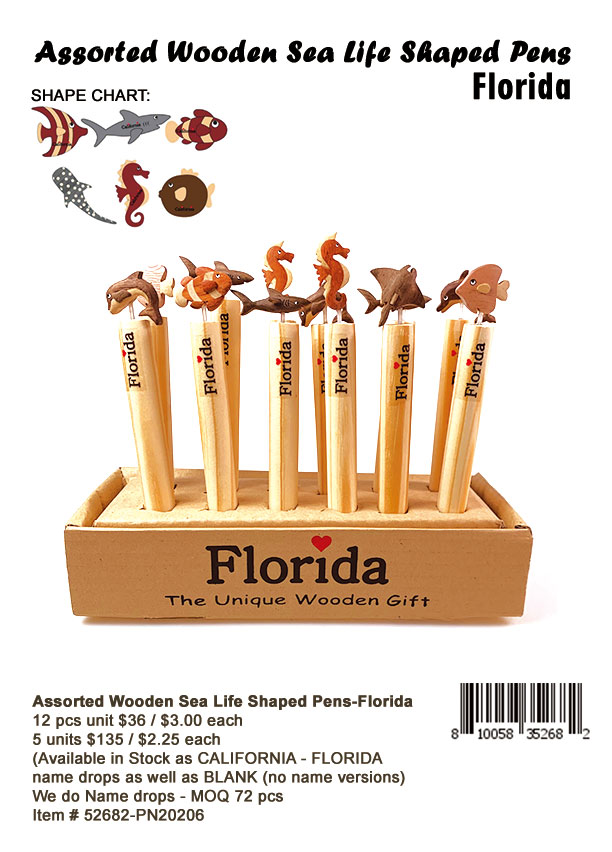 Wooden Sea Life Shaped Pens-Florida