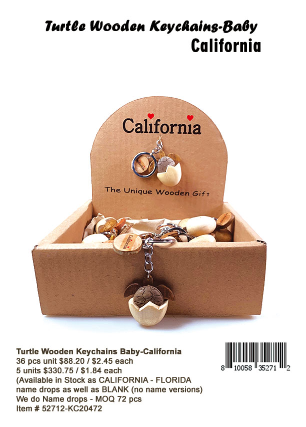 Turtle Wooden Keychains Baby-California