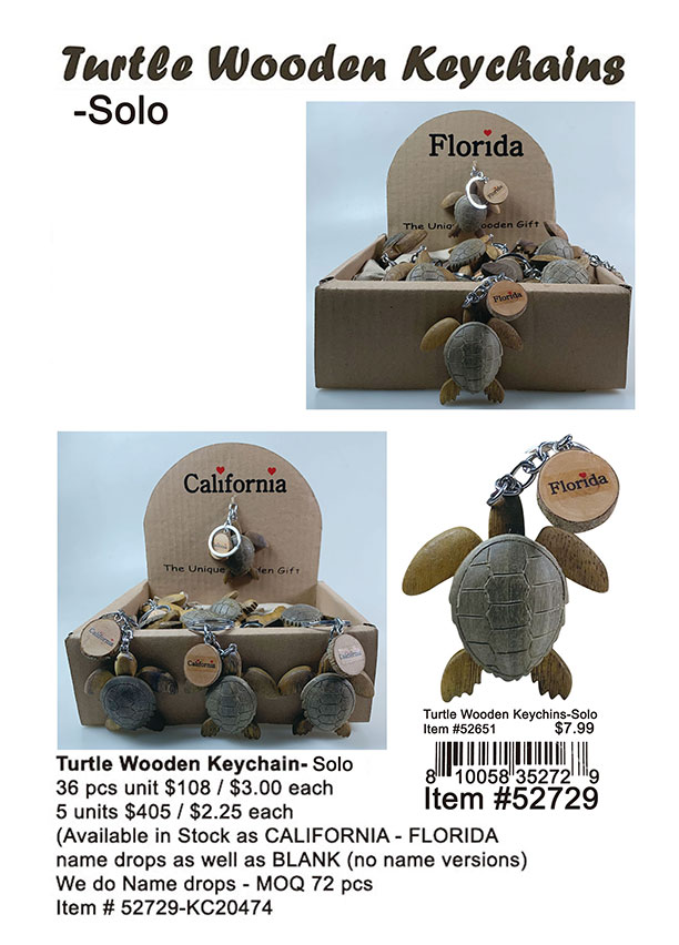 Turtle Wooden Keychain-Solo