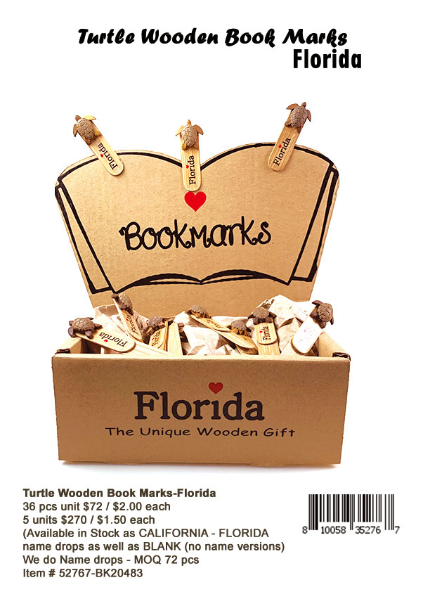 Wooden Sea Life Book Marks-Florida