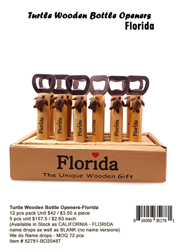 Turtle Wooden Bottle Opener-Florida