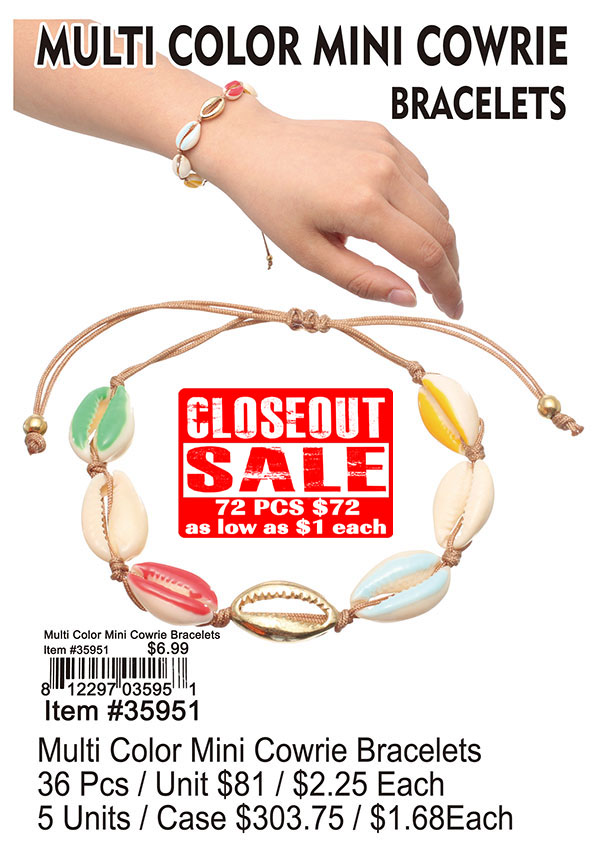 Multi Color Mini Cowrie Bracelets (CL)