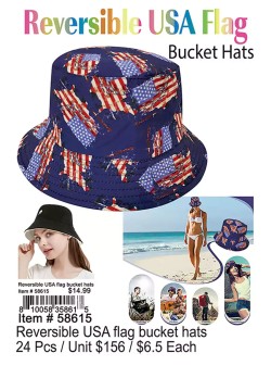 Reversible USA Flag Bucket Hats