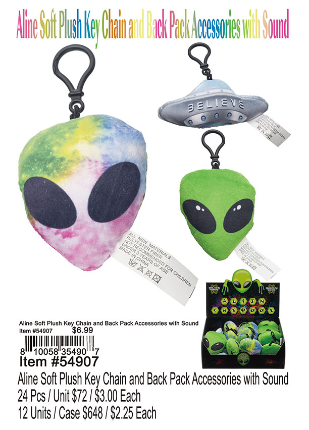 Alien Soft Plush Keychain and Backpack Accessories with Sound