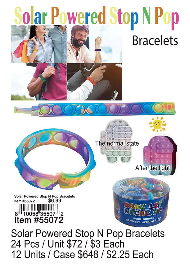 Solar Powered Stop N Pop Bracelets