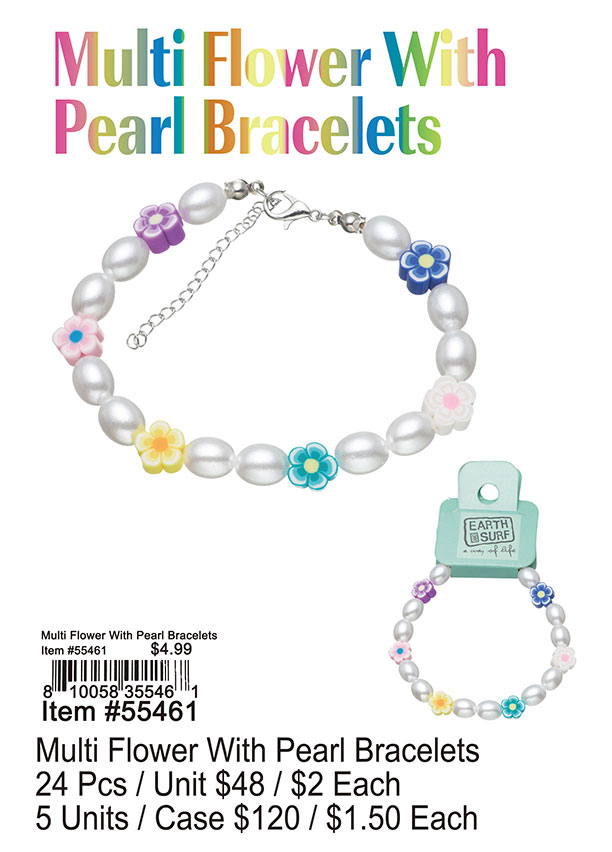 Multi Flower with Pearl Bracelets