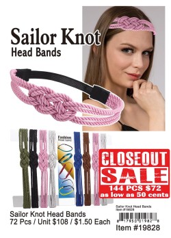 Sailor Knot Headbands - Closeout 144 Pcs.