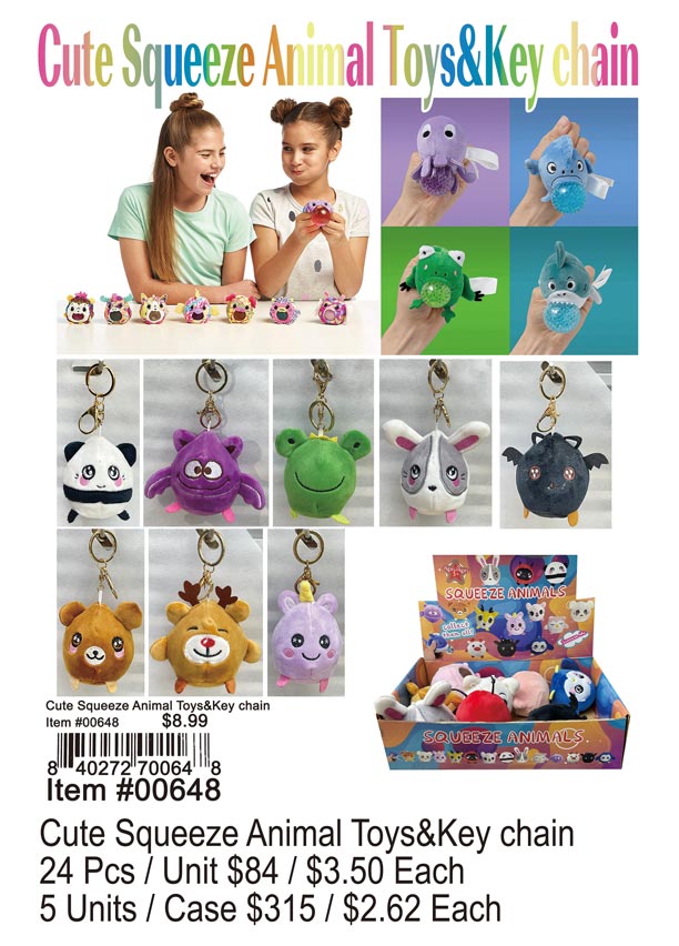 Cute Squeeze Animals Toys and Keychain