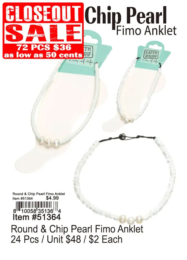 Round and Chip Pearl Fimo Anklets