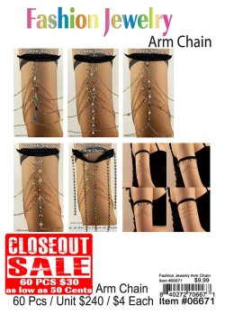 Fashion Jewelry Arm Chain - Closeout 60 Pcs.