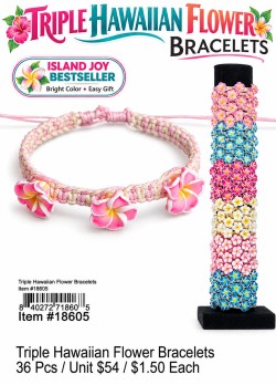 Triple Hawaiian Flower Bracelets 36 Pcs.