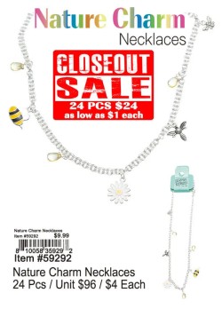 Nature Charm Necklaces 24 Pcs. - Closeout