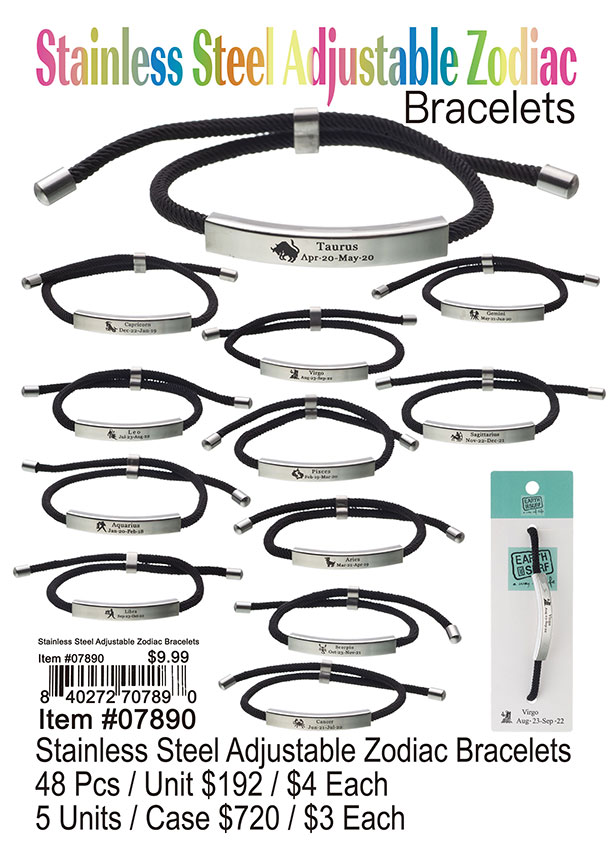 Stainless Steel Adjustable Zodiac Bracelets