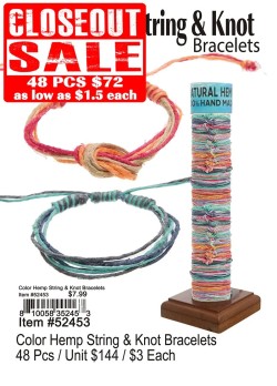 Color Hemp String and Knot Bracelets
