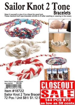 Sailor Knot 2 Tone Bracelets - Closeout 144 Pcs.