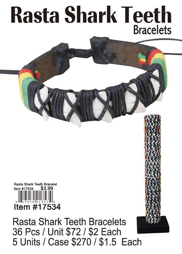 Rasta Shark Teeth Bracelets