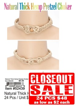 Natural Thick Hemp Pretzel Choker