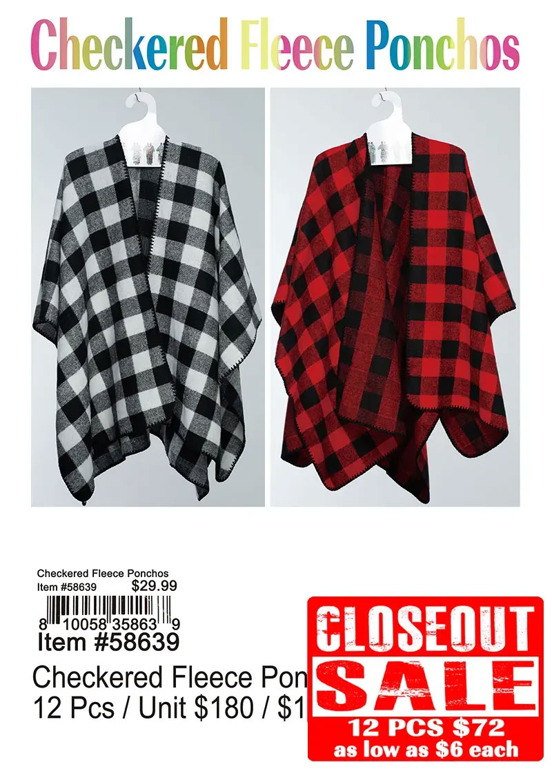 Checkered Fleece Ponchos