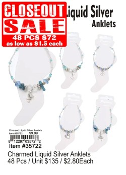 Charmed Liquid Silver Anklets