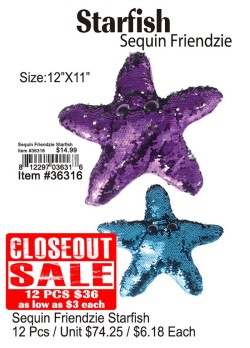 Sequin Friendzie Starfish 12 Pcs. - Closeout