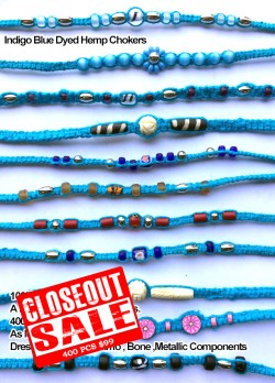 Indigo Blue Dyed Hemp Chokers