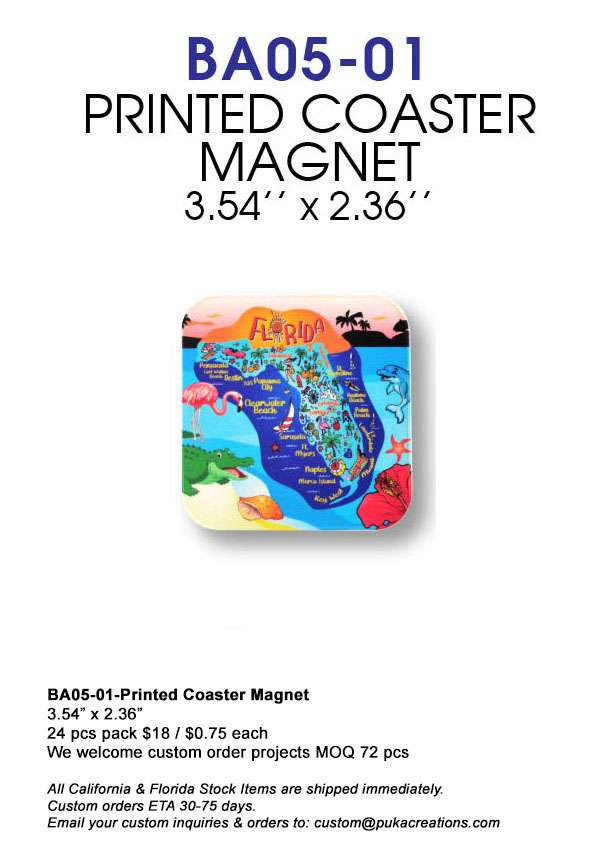 BA05-01-Printed Coaster Magnet-Florida
