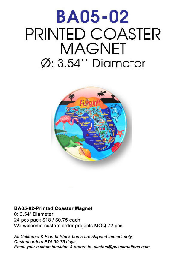 BA05-02-Printed Coaster Magnet-Florida