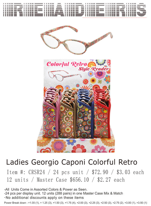 Ladies Georgio Caponi Colorful Retro Readers