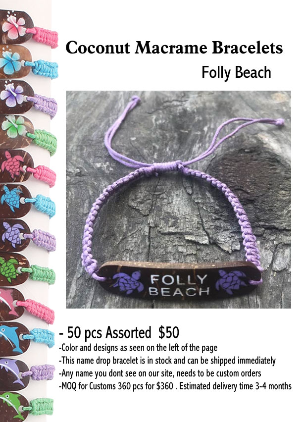 Coconut Macrame Bracelets -Folly Beach