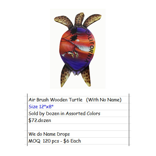 Airbrush Wooden Turtle (no name)