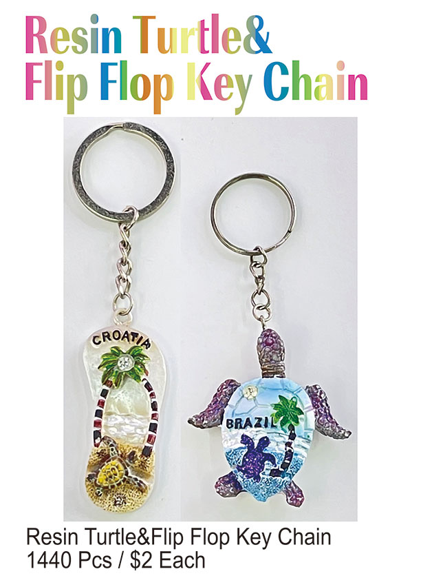 NameDrop-Resin Turtle and Flip Flop Keychain