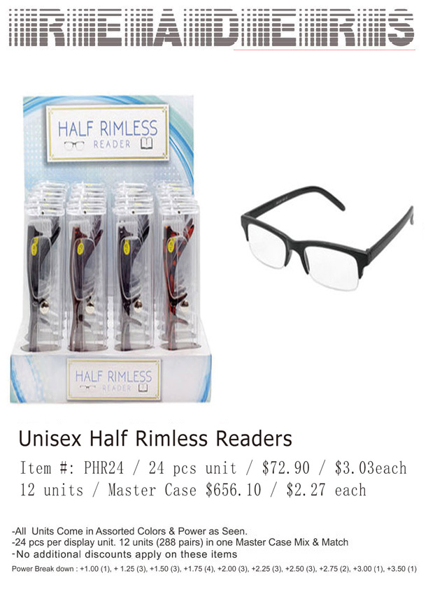 Unisex Half Rimless Readers