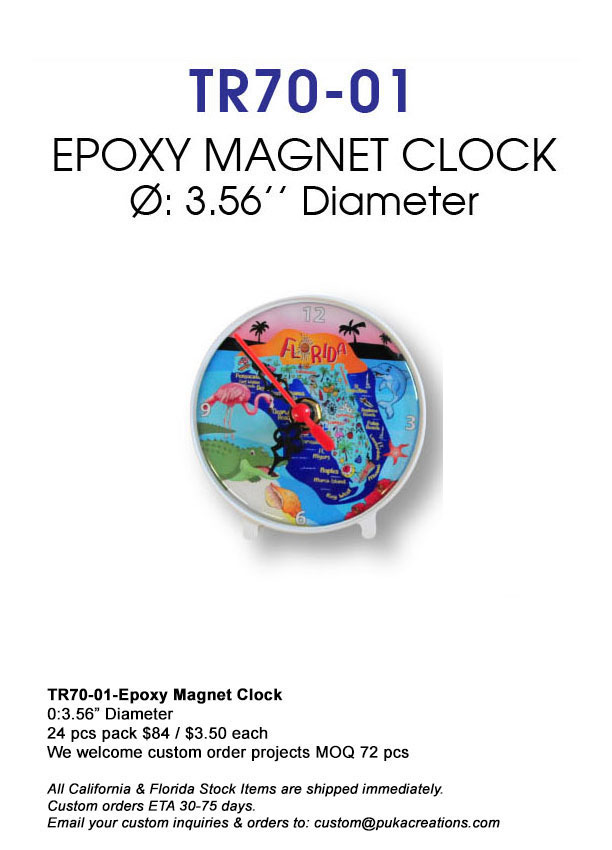 TR70-01-Epoxy Magnet Clock-Florida