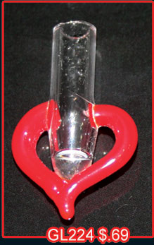 Glass Vials Color Open Heart (100s)