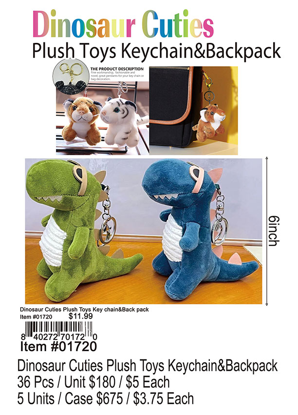 Dinosaur Cuties Plush Toys Keychain and Backpack