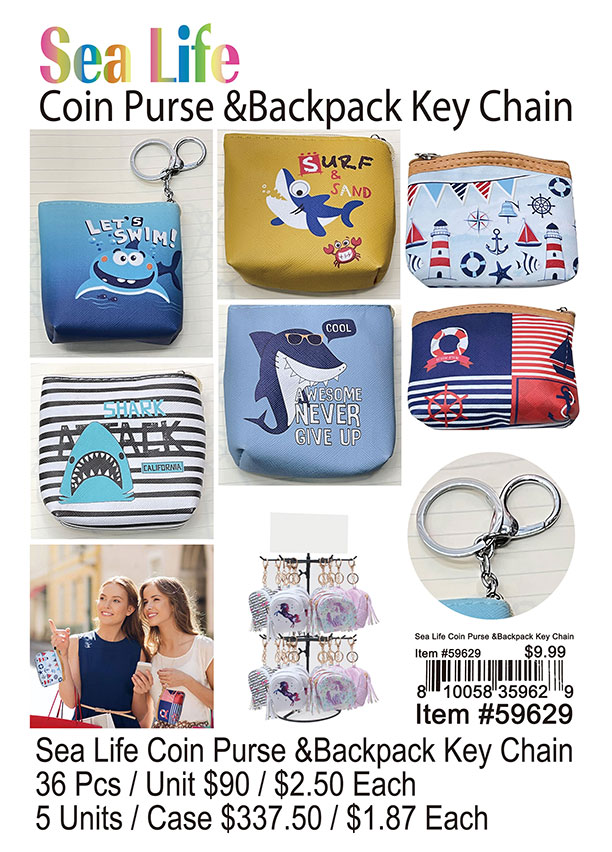 Sea Life Coin PurseandBackpack Keychain